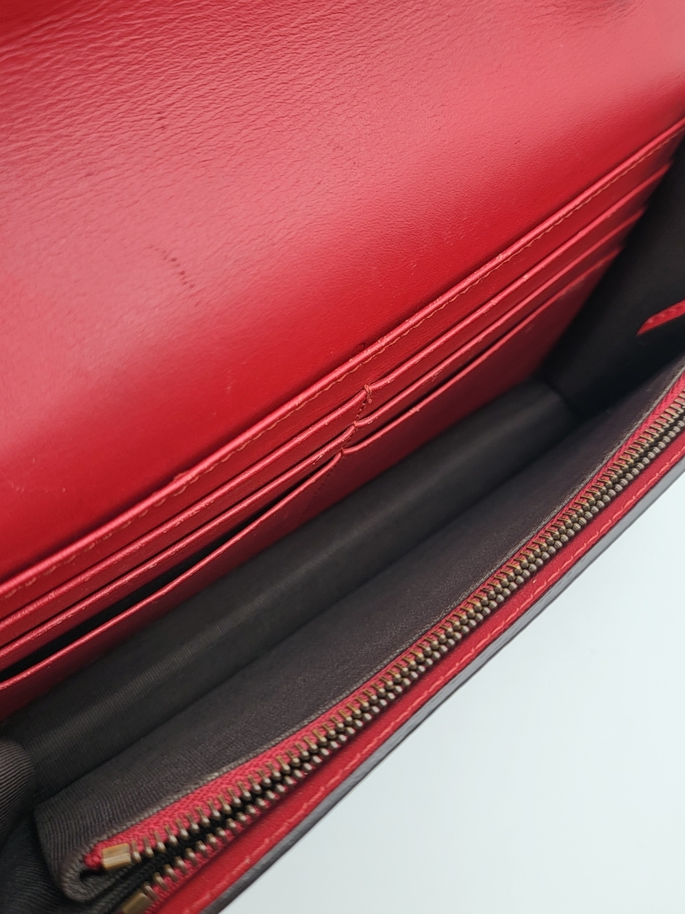 GUCCI Calfskin Queen Margaret Chain Wallet Blue Agata Hibiscus Red Mystic White. - Picture 9 of 16